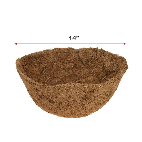 Natural hanging basket liner shown from above