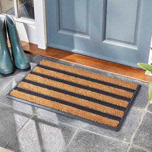 Natural coir door mat with combi brush