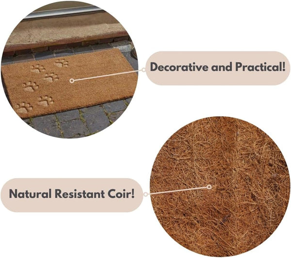 Large coir doormat with durable PVC backing