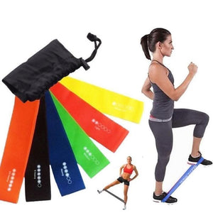 Six piece natural latex fitness resistance band set