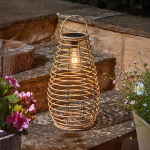 Warm white LED rattan garden light