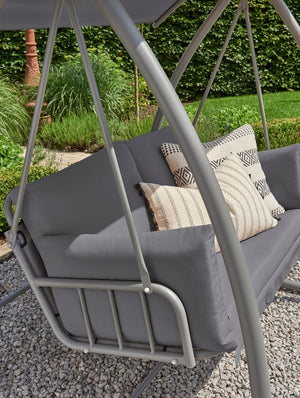 Grey outdoor swing seat