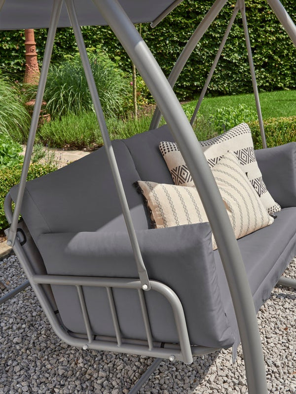 Grey outdoor swing seat