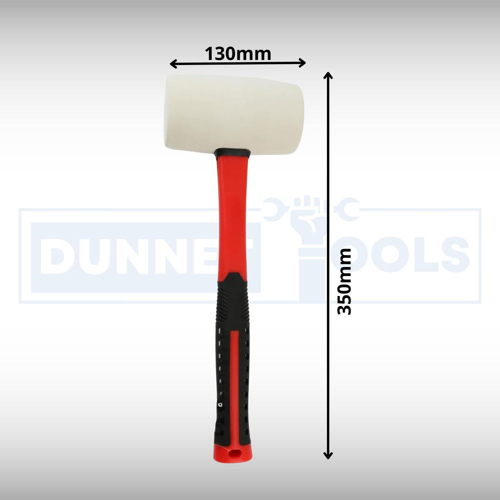 White rubber mallet with durable fibreglass handle