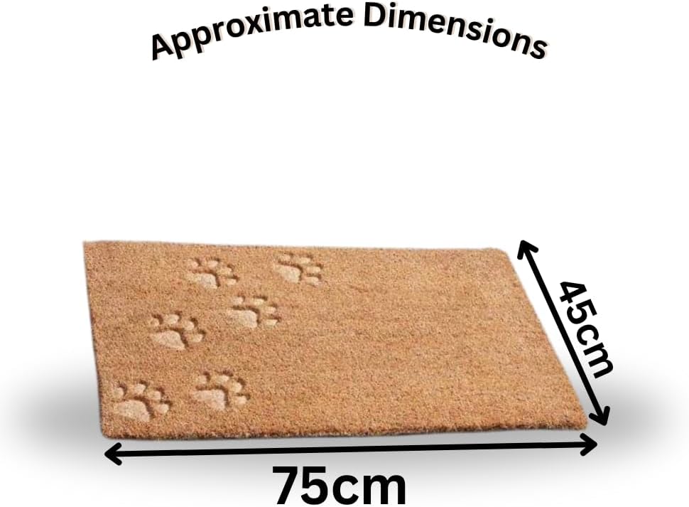 Paw print coir doormat placed at front door entrance