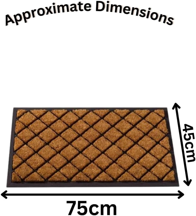 Natural coir door mat with diamond pattern