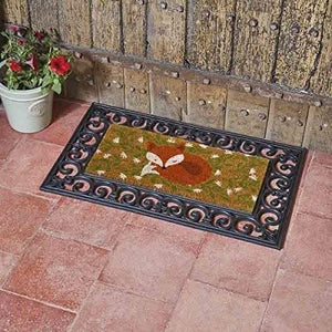 Novelty fox coir doormat at front entrance