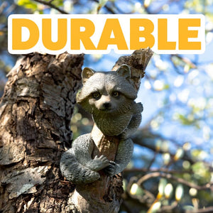 Decorative peeking raccoon garden statue