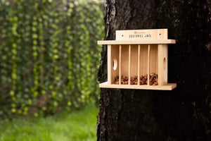 Natural wood feeder with open slatted sides