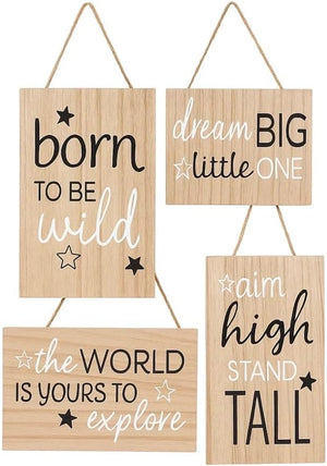 Wooden nursery wall art with quotes