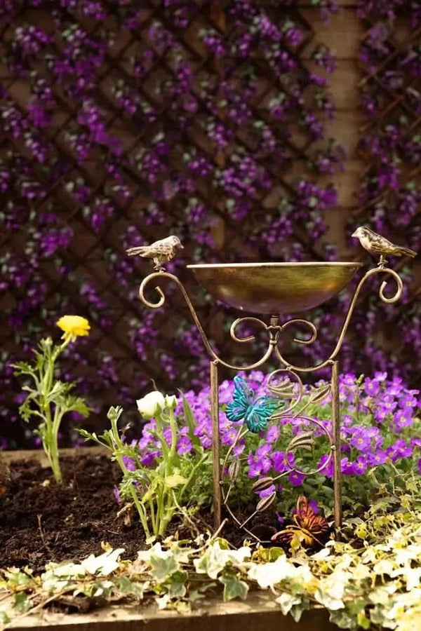 Bronze bird bath for wildlife garden