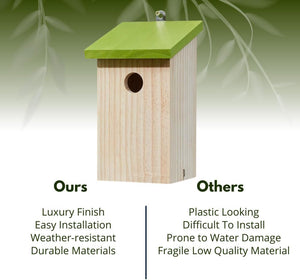 Garden birdhouse with side opening latch