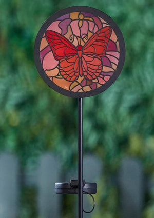 solar powered butterfly garden ornament with LED light