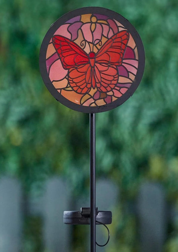 solar powered butterfly garden ornament with LED light