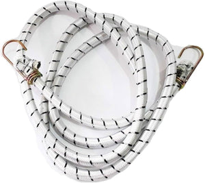 Long elastic fastening cord with reinforced construction