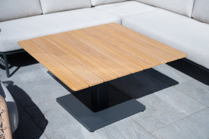 Outdoor corner sofa with adjustable table
