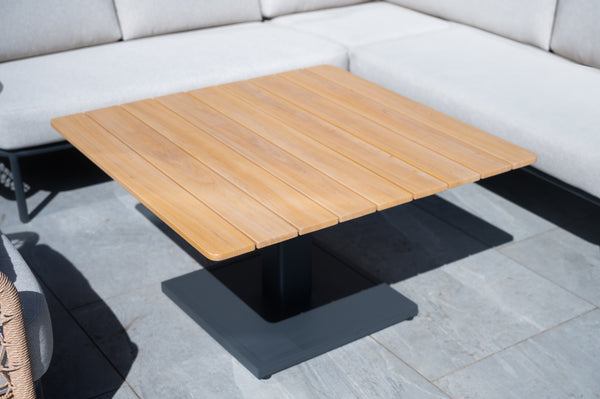 Outdoor corner sofa with adjustable table