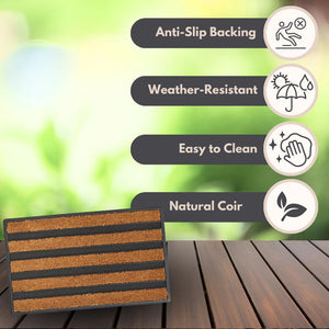 Outdoor dirt trapping front door mat