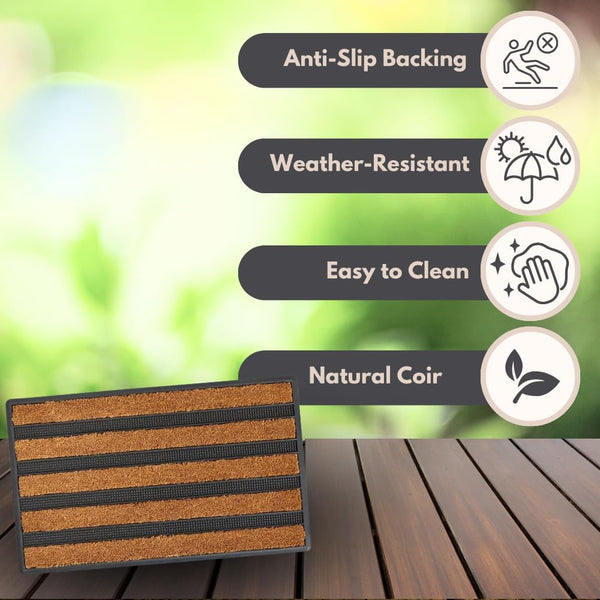 Outdoor dirt trapping front door mat