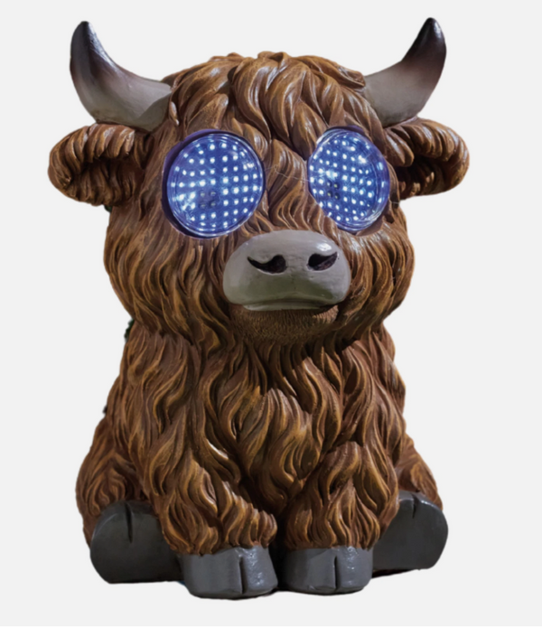 Resin dog garden figure with solar lighting