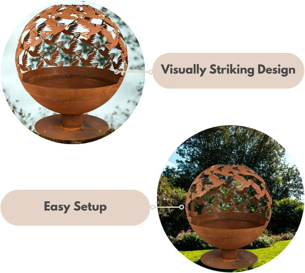Outdoor steel fire pit for patios and gardens.