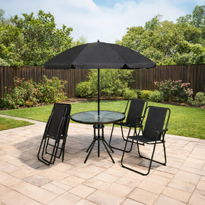 Six piece black furniture set for outdoor entertaining