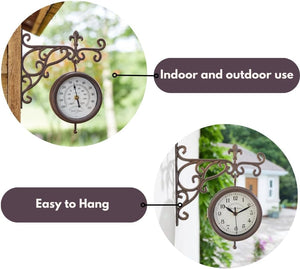Decorative garden clock with double sided analogue display