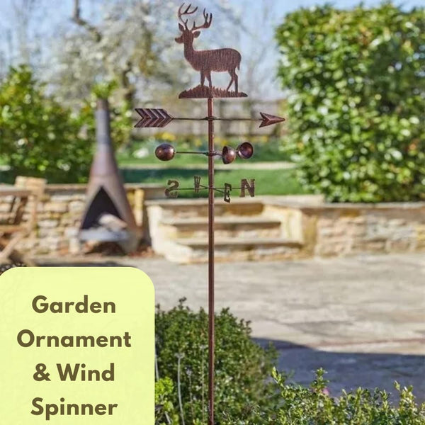 Rustic bronze weathervane garden ornament