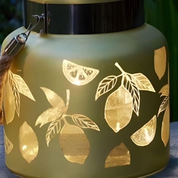 Glass lantern with rope hanging handle