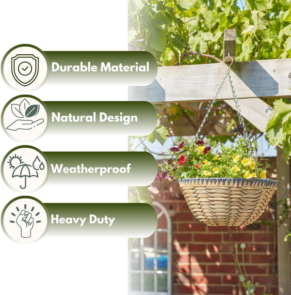 Decorative hanging basket for porch flowers