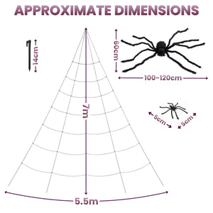 Outdoor illuminated Halloween spider web
