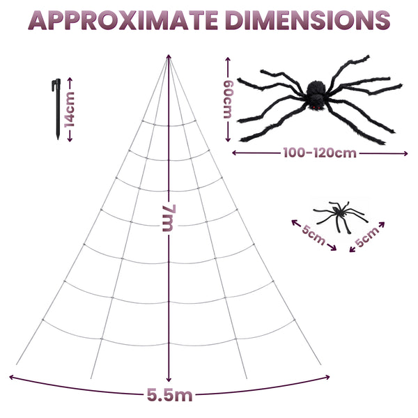 Outdoor illuminated Halloween spider web