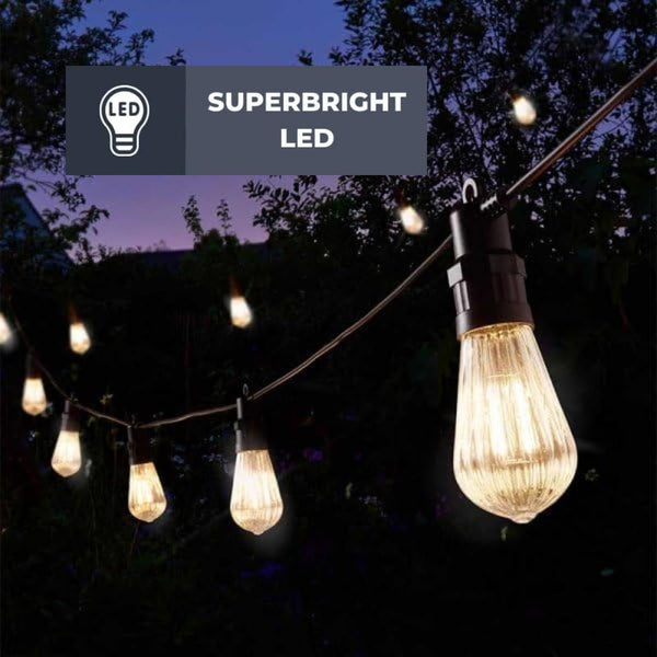 Outdoor LED string lights with timer