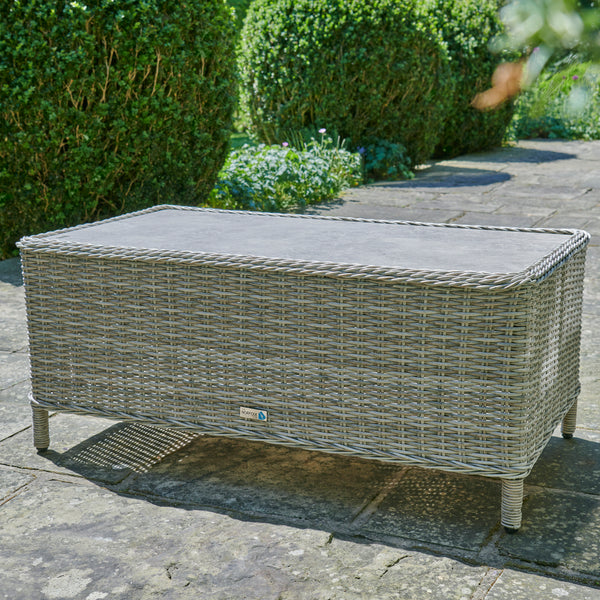 Beige wicker outdoor seating set