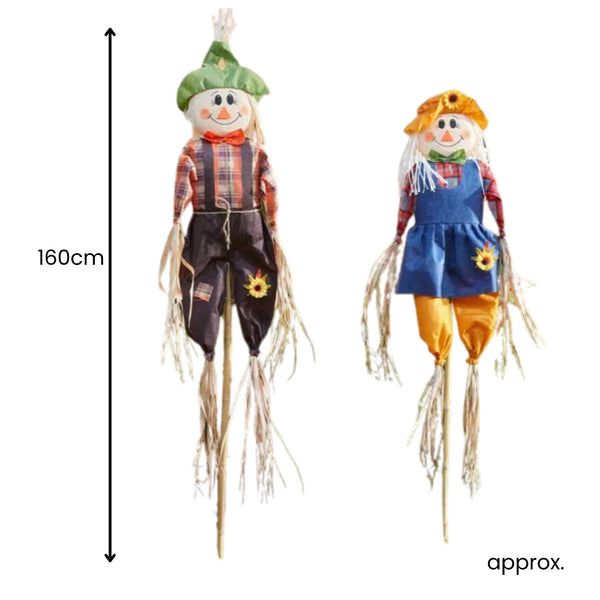 Boy and girl scarecrows for garden