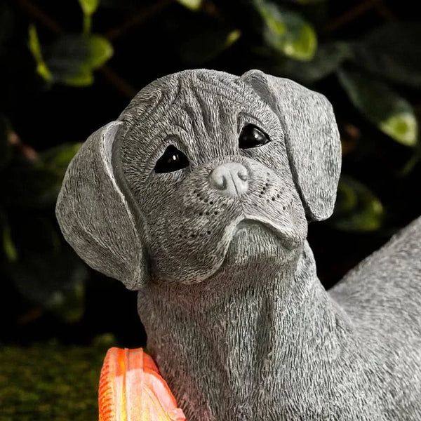Stone effect solar dog garden decoration