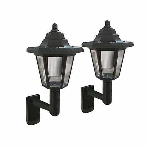 White LED solar wall light mounted outdoors