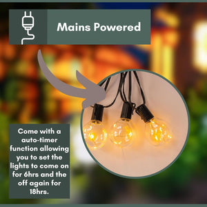 Connectable outdoor lights for wedding decorations.