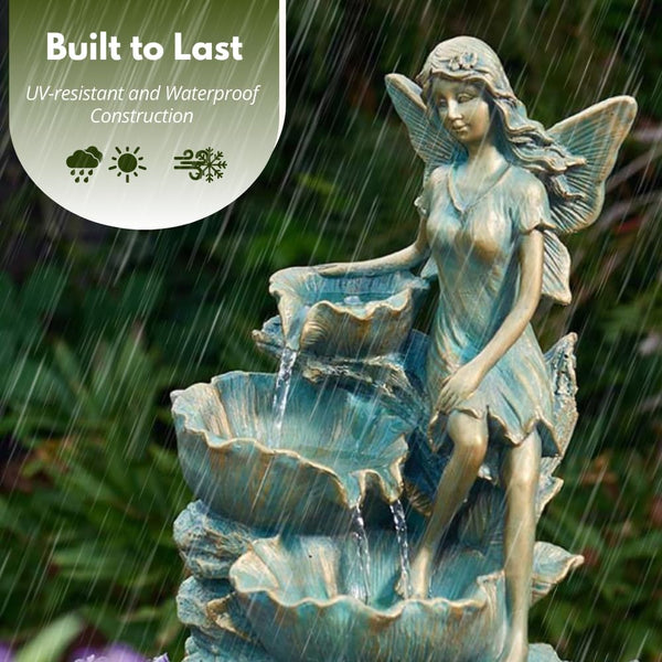 Cascading solar water feature for patio