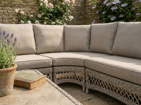 Outdoor wicker corner sofa with benches
