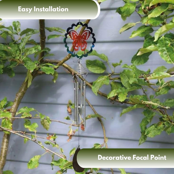 Garden wind chime with butterfly design