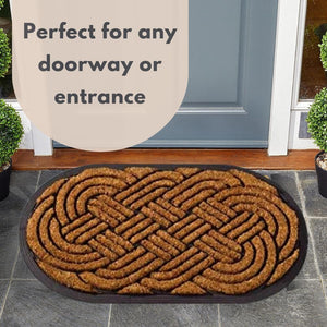 Decorative oval coir mat for porch