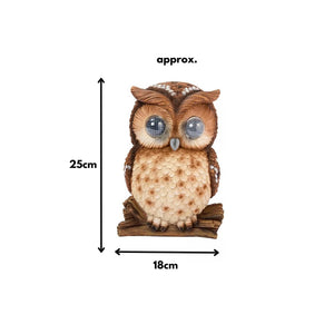 25cm polyresin owl garden decoration shown outdoors