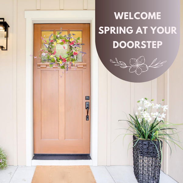 Weatherproof floral wreath for porch decoration