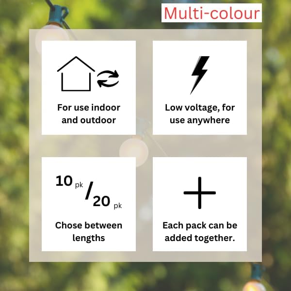 multicolour garden lights for outdoor events