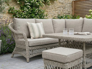 Garden wicker furniture with stools
