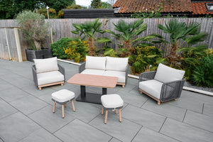 Patio sofa set with stools