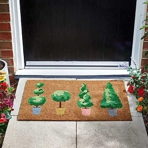 Patio pots coir door mat at home entrance