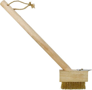 Patio weed remover wire brush with wooden handle