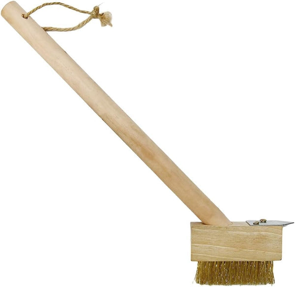 Patio weed remover wire brush with wooden handle